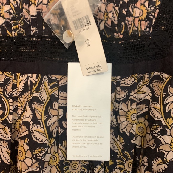 Cleobella Anthropologie Long Sleeve Top Rafi Lace Black Motif Size Medium NWT - Picture 8 of 16